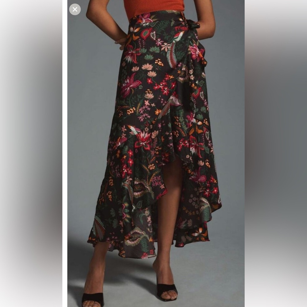 ANTHROPOLOGIE TIERED RUFFLED MAXI SKIRT IN TROPICAL print! - Picture 3 of 3